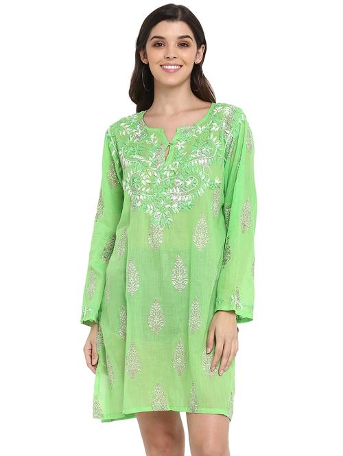 key hole neck embroidered tunic - 17907666 - Very Small Image - 1