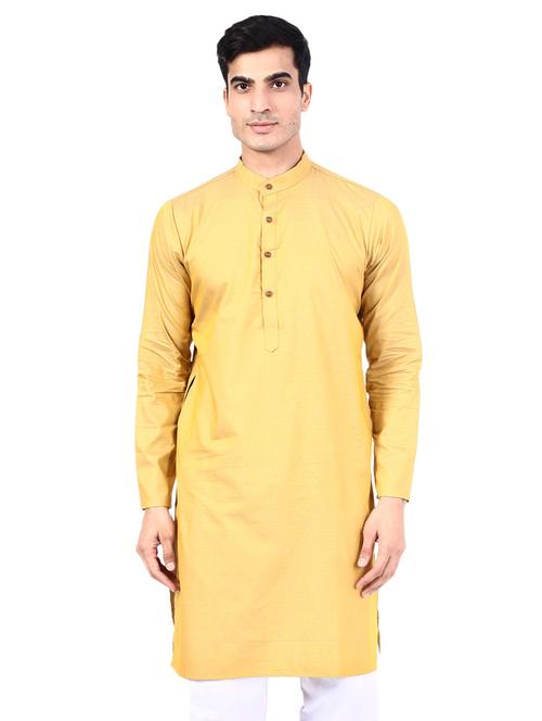 yellow self design long kurta - 17908105 - Very Small Image - 1