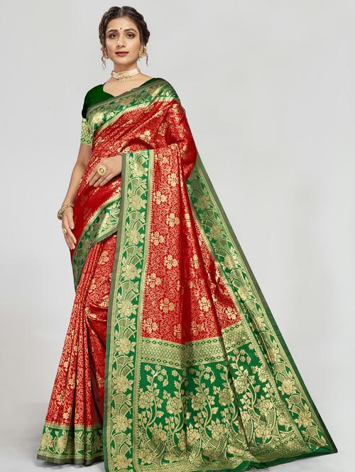 jacquard work banarasi saree with blouse - 17908211 - Very Small Image - 1