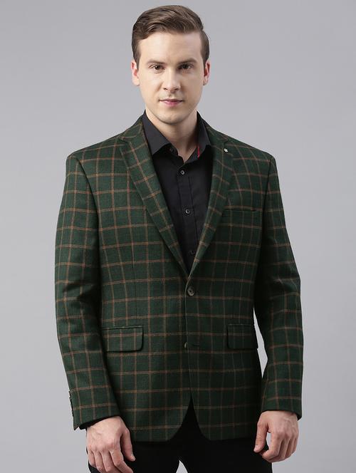 green checkered single breasted casual blazer - 17908390 - Very Small Image - 1
