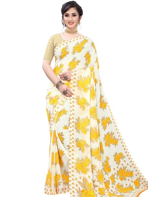 floral printed saree with blouse - 17908871 - Very Small Image - 1