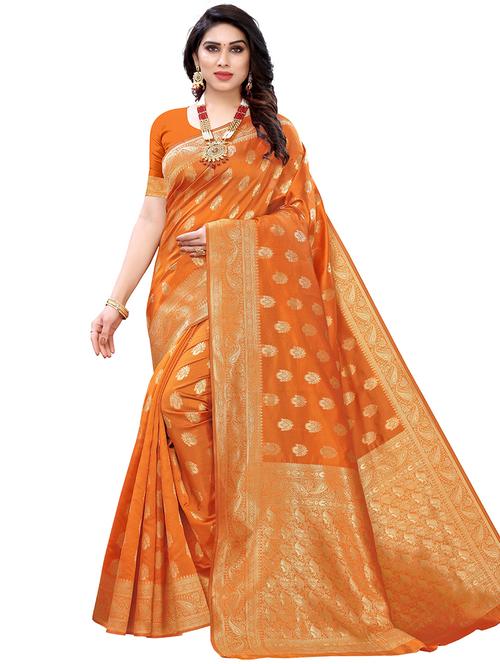 self design banarasi saree with blouse - 17908896 - Very Small Image - 1