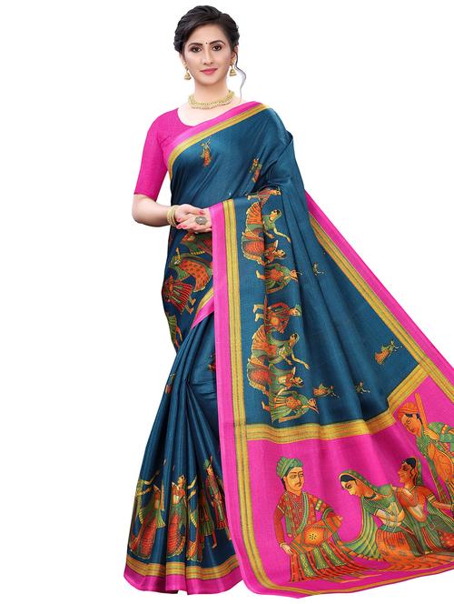 teal green conversational saree with blouse - 17909180 - Very Small Image - 1
