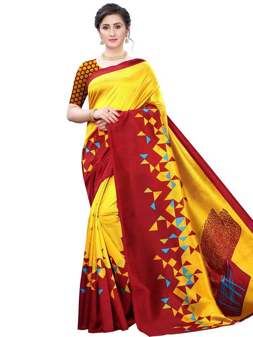 yellow art silk mysore saree - 17909210 - Very Small Image - 1