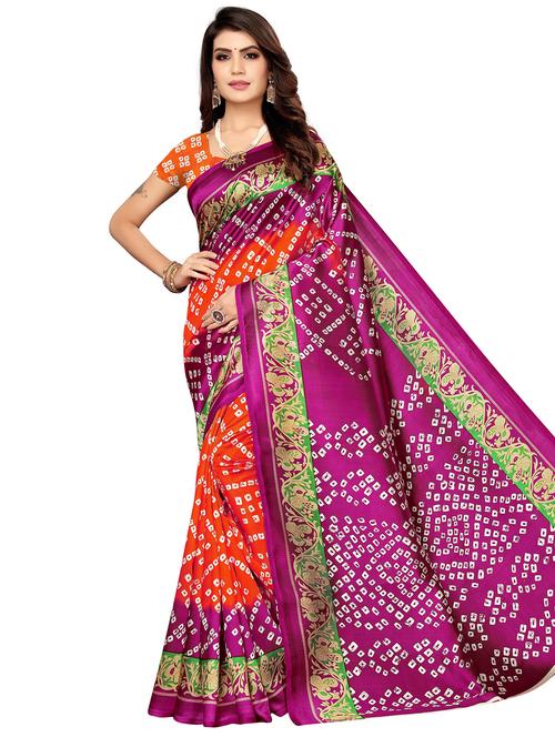 bandhani printed saree with blouse - 17909295 - Very Small Image - 1