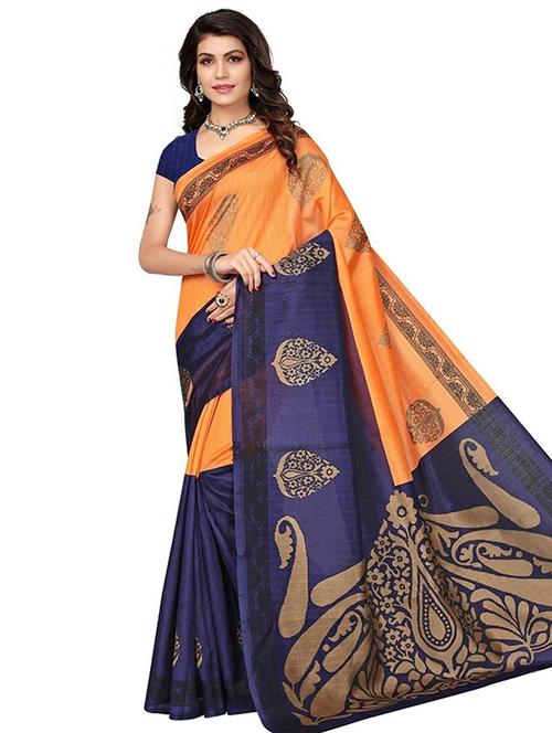 printed bordered saree with blouse - 17909301 - Very Small Image - 1