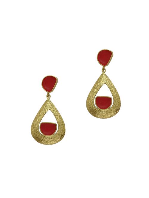orange brass drop earring - 17909521 - Very Small Image - 1