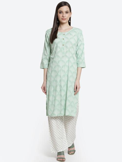 printed kurta palazzo set - 17910968 - Very Small Image - 1