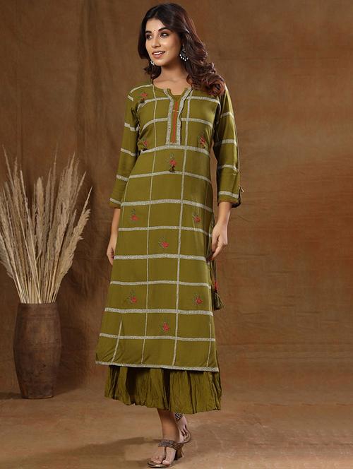 checkered kurta skirt set - 17911080 - Very Small Image - 1