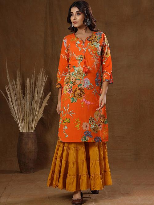 printed kurta sharara set - 17911082 - Very Small Image - 1