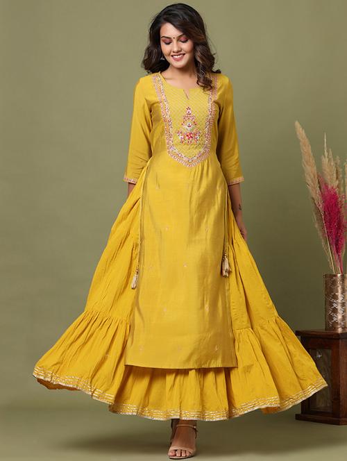 embroidered kurta skirt set - 17911086 - Very Small Image - 1