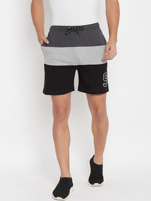 grey color block shorts - 17911179 - Very Small Image - 1