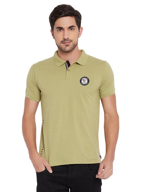 olive green printed polo t-shirt - 17911198 - Very Small Image - 1