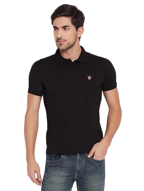 black solid polo t-shirt - 17911228 - Very Small Image - 1