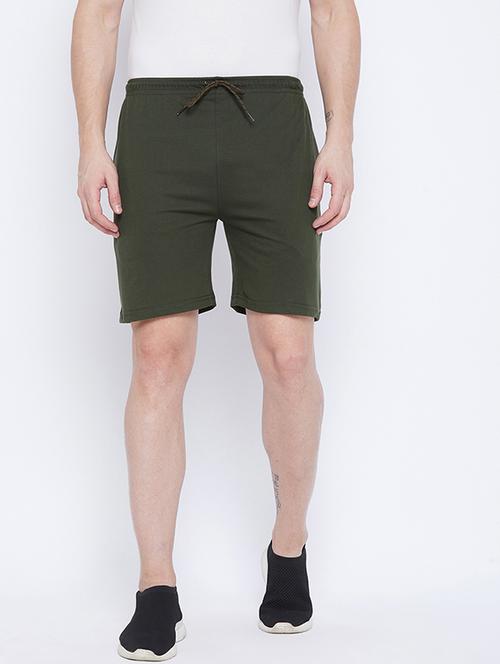olive green solid shorts - 17911265 - Very Small Image - 1