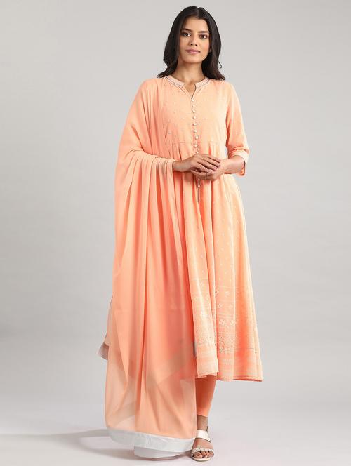 peach embroidered suit set - 17911346 - Very Small Image - 1