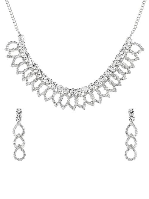white crystal austrian diamond choker necklace earrings set - 17911713 - Very Small Image - 1
