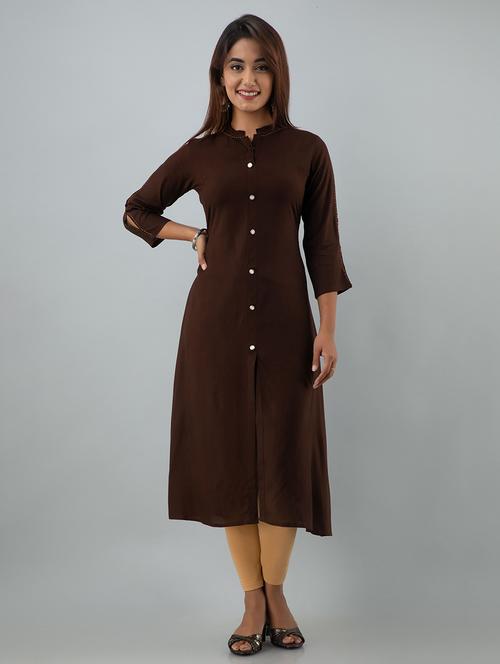 solid a-line kurta - 17911827 - Very Small Image - 1