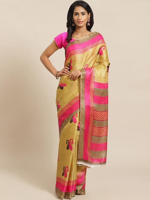 women's paisley beige colored saree - 17914085 - Very Small Image - 1