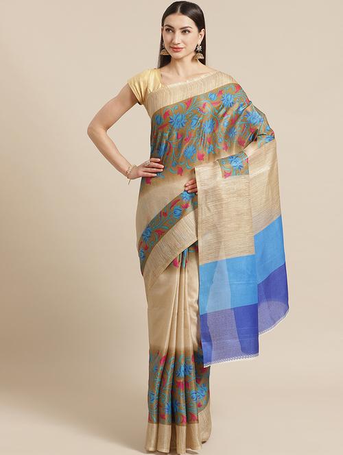 women's floral multi colored saree with blouse - 17914093 - Very Small Image - 1