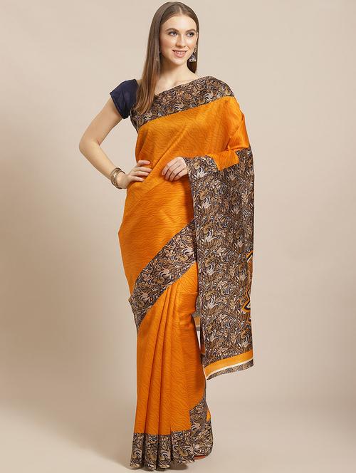 women's printed yellow colored saree with blouse - 17914102 - Very Small Image - 1