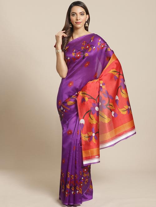 women's self design purple colored saree with blouse - 17914176 - Very Small Image - 1