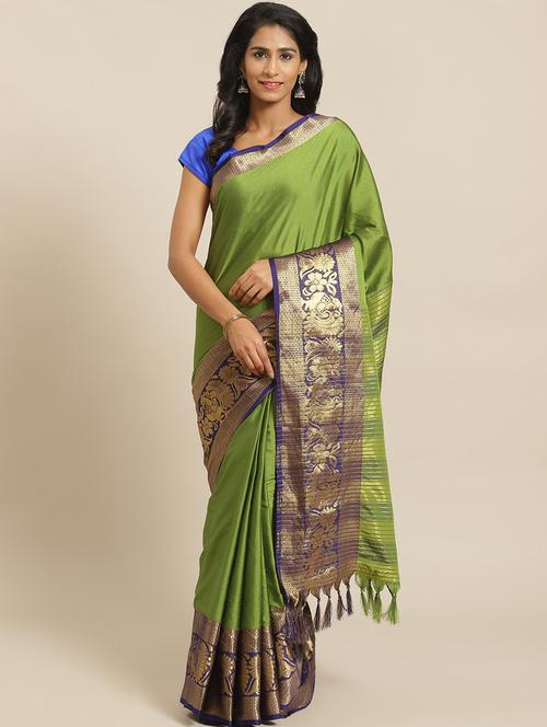 women's bordered royal blue colored saree - 17914258 - Very Small Image - 1