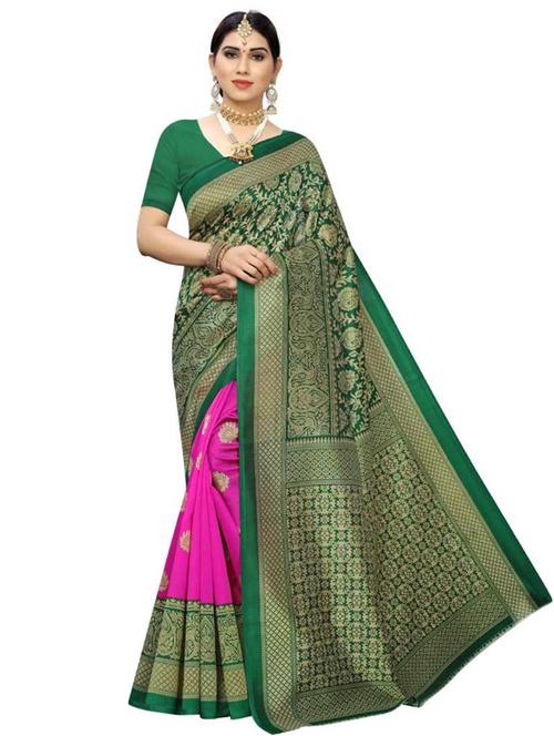 women's self design green colored saree with blouse - 17914287 - Very Small Image - 1