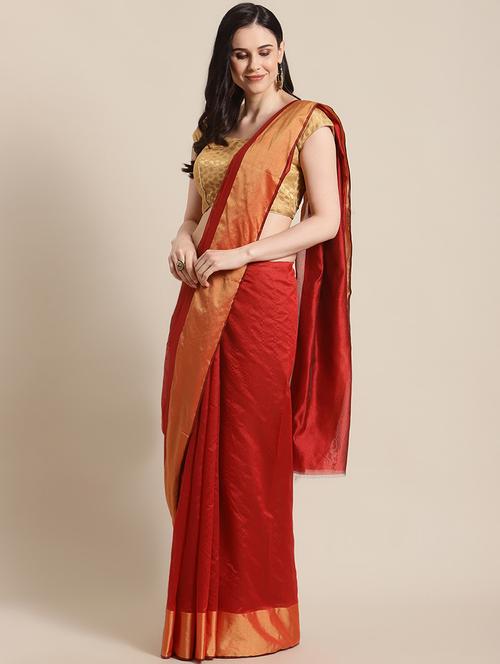 women's bordered royal blue colored saree with blouse - 17914317 - Very Small Image - 1