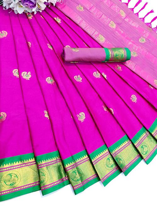 women's self design pink colored saree with blouse - 17914369 - Very Small Image - 1