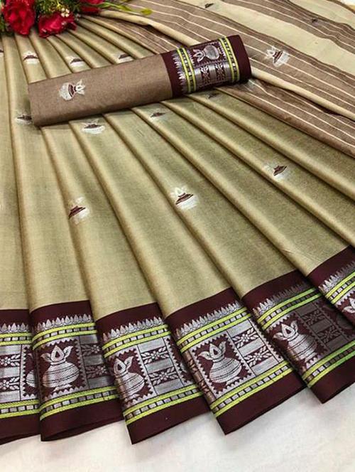 women's self design beige colored saree - 17914376 - Very Small Image - 1