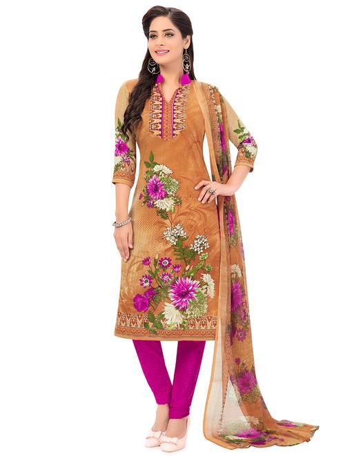 floral print unstitched suit - 17914555 - Very Small Image - 1