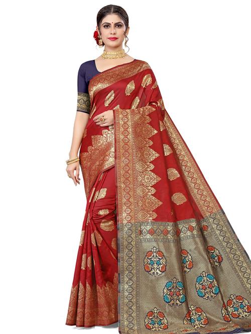women's self design maroon colored saree - 17915034 - Very Small Image - 1