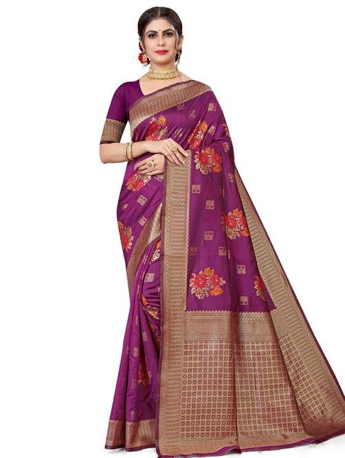 women's self design purple colored saree - 17915046 - Very Small Image - 1
