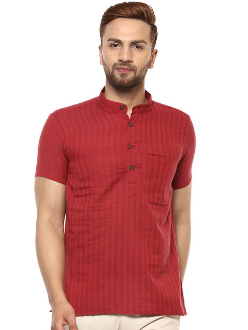 red self design short kurta - 17915094 - Very Small Image - 1