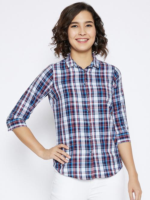 curved hem checkered shirt - 17915155 - Very Small Image - 1