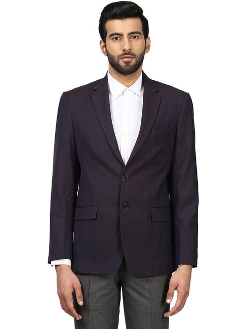 purple self design single breasted formal blazer - 17917043 - Very Small Image - 1