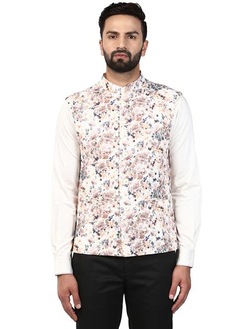 off white printed nehru jacket - 17917049 - Very Small Image - 1