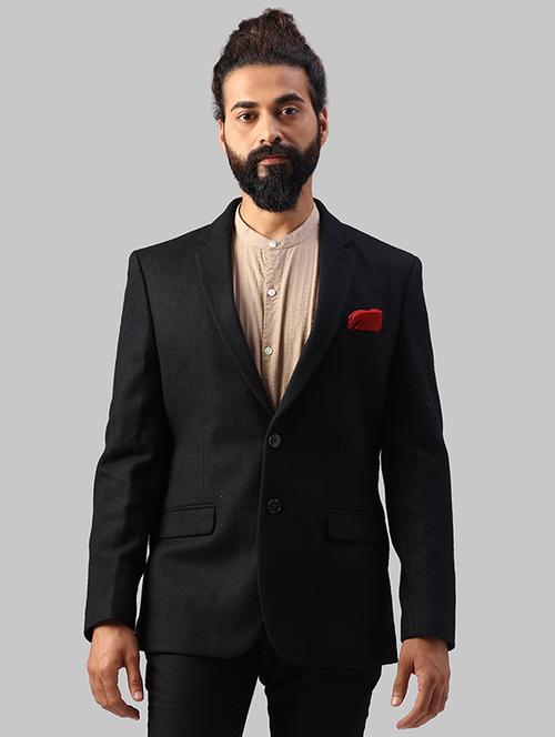 charcoal grey solid double breasted casual blazer - 17917426 - Very Small Image - 1