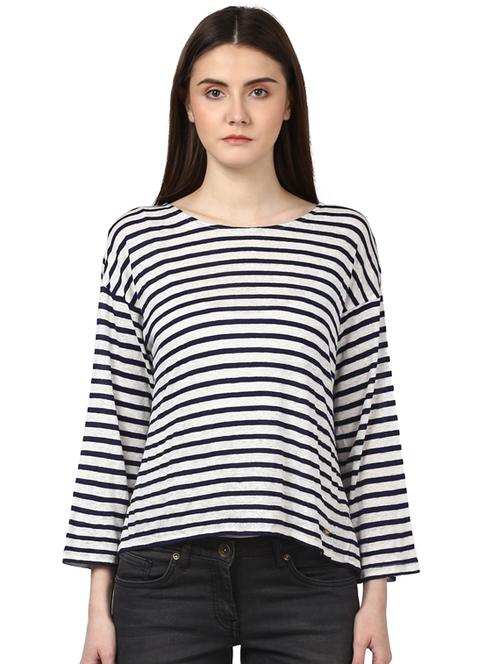 drop sleeved striped tee - 17917436 - Very Small Image - 1