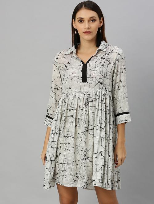 shirt collar abstract a-line dress - 17917545 - Very Small Image - 1