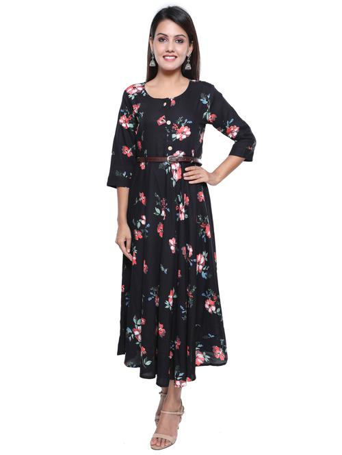 floral print flared ethnic dress - 17917560 - Very Small Image - 1