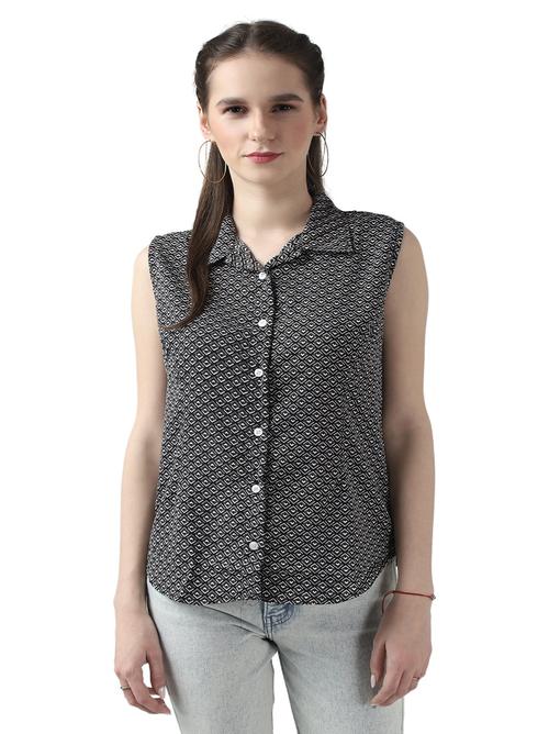 m2r printed crepe collar neck shirt for women - 17917667 - Very Small Image - 1