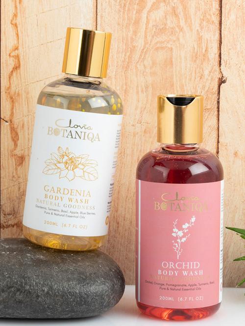 clovia botaniqa ayurvedic rejuvenation body wash combo - gardenia & orchid - 200 ml each (set of 2) - 17920955 - Very Small Image - 1
