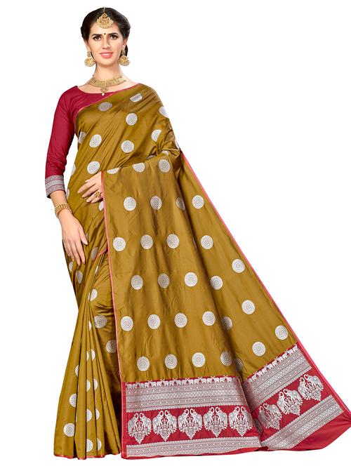 jacquard work woven saree with blouse - 17921607 - Very Small Image - 1