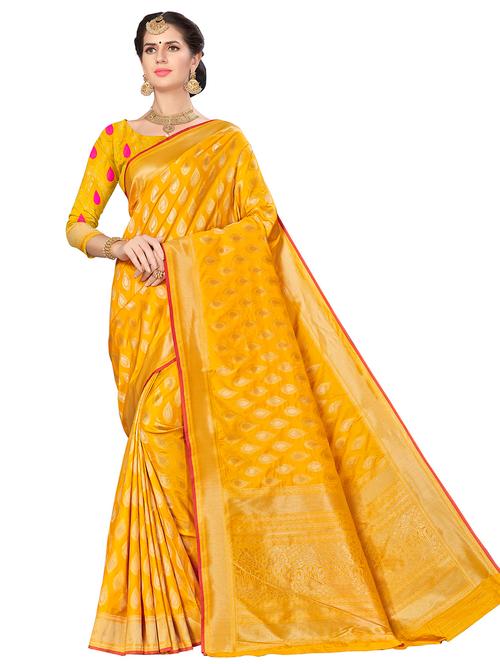 jacquard work woven saree with blouse - 17921618 - Very Small Image - 1