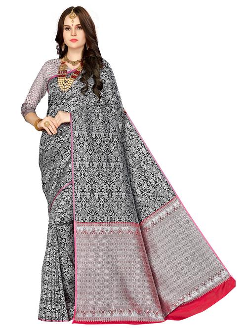 jacquard work woven saree with blouse - 17921625 - Very Small Image - 1