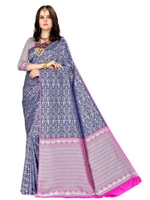 jacquard work woven saree with blouse - 17921627 - Very Small Image - 1