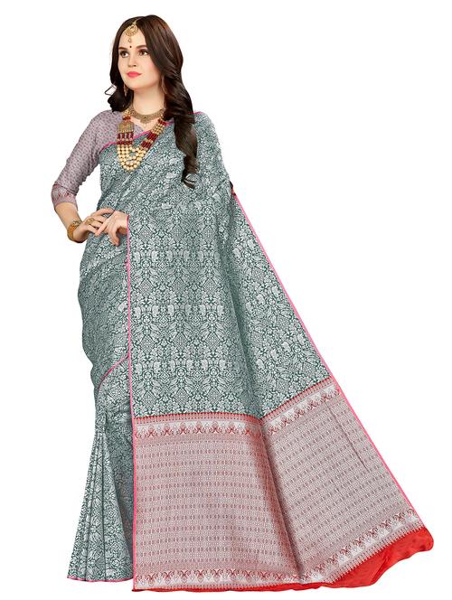 jacquard work woven saree with blouse - 17921628 - Very Small Image - 1