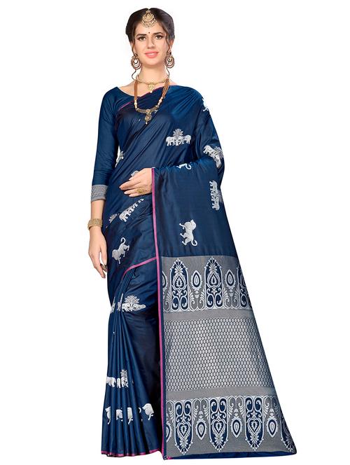 jacquard work woven saree with blouse - 17921672 - Very Small Image - 1